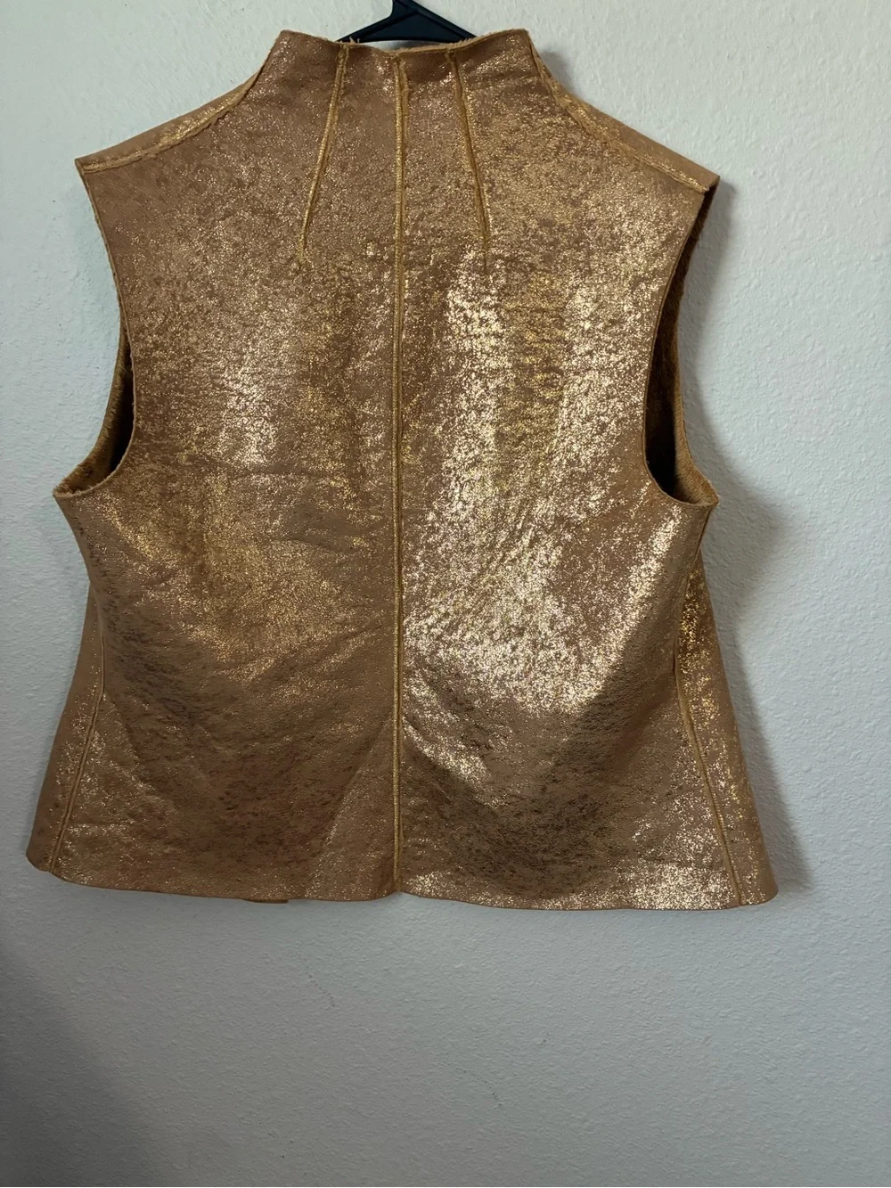 Metallic Gold Sleeveless Coat - Brand Metro 7